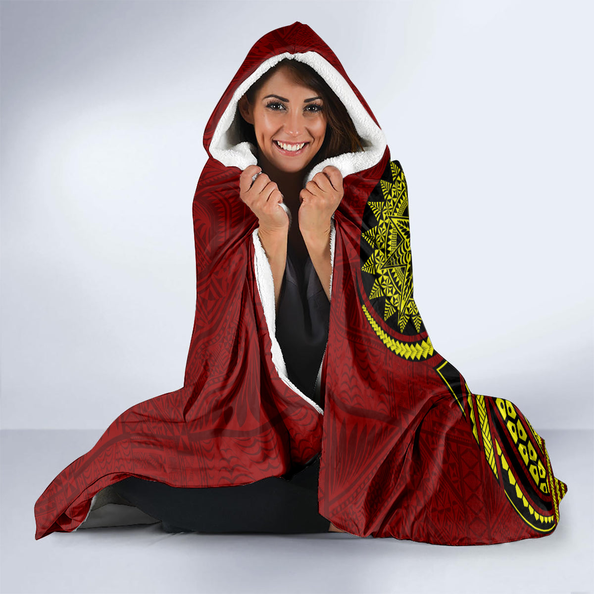 Kolisi Tonga Atele Hooded Blanket Ngatu and Polynesian Pattern LT03 - Polynesian Pride