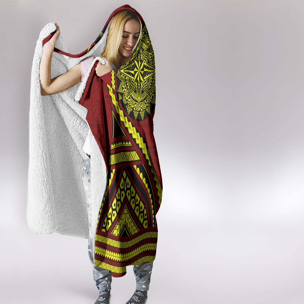 Kolisi Tonga Atele Hooded Blanket Ngatu and Polynesian Pattern LT03 - Polynesian Pride