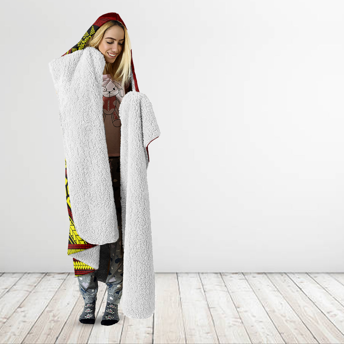 Kolisi Tonga Atele Hooded Blanket Ngatu and Polynesian Pattern LT03 - Polynesian Pride