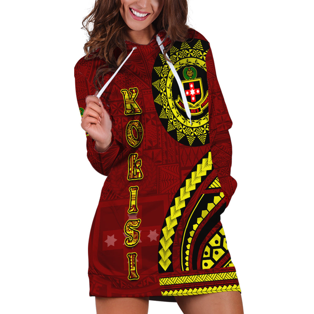 Kolisi Tonga Atele Hoodie Dress Ngatu and Polynesian Pattern LT03 Red - Polynesian Pride