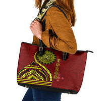 Kolisi Tonga Atele Leather Tote Bag Ngatu and Polynesian Pattern LT03 Red - Polynesian Pride