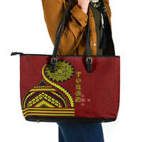 Kolisi Tonga Atele Leather Tote Bag Ngatu and Polynesian Pattern LT03 - Polynesian Pride