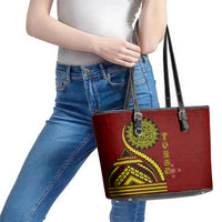 Kolisi Tonga Atele Leather Tote Bag Ngatu and Polynesian Pattern LT03 - Polynesian Pride