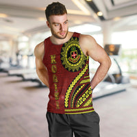 Kolisi Tonga Atele Men Tank Top Ngatu and Polynesian Pattern LT03 Red - Polynesian Pride