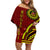 Kolisi Tonga Atele Off Shoulder Short Dress Ngatu and Polynesian Pattern