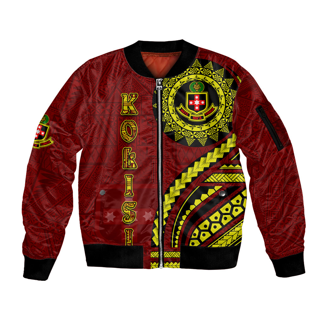 Kolisi Tonga Atele Sleeve Zip Bomber Jacket Ngatu and Polynesian Pattern LT03 Unisex Red - Polynesian Pride