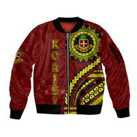 Kolisi Tonga Atele Sleeve Zip Bomber Jacket Ngatu and Polynesian Pattern LT03 Unisex Red - Polynesian Pride