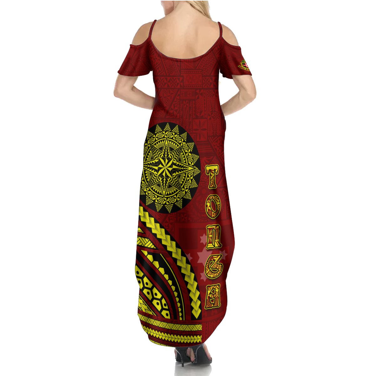 Kolisi Tonga Atele Summer Maxi Dress Ngatu and Polynesian Pattern LT03 - Polynesian Pride
