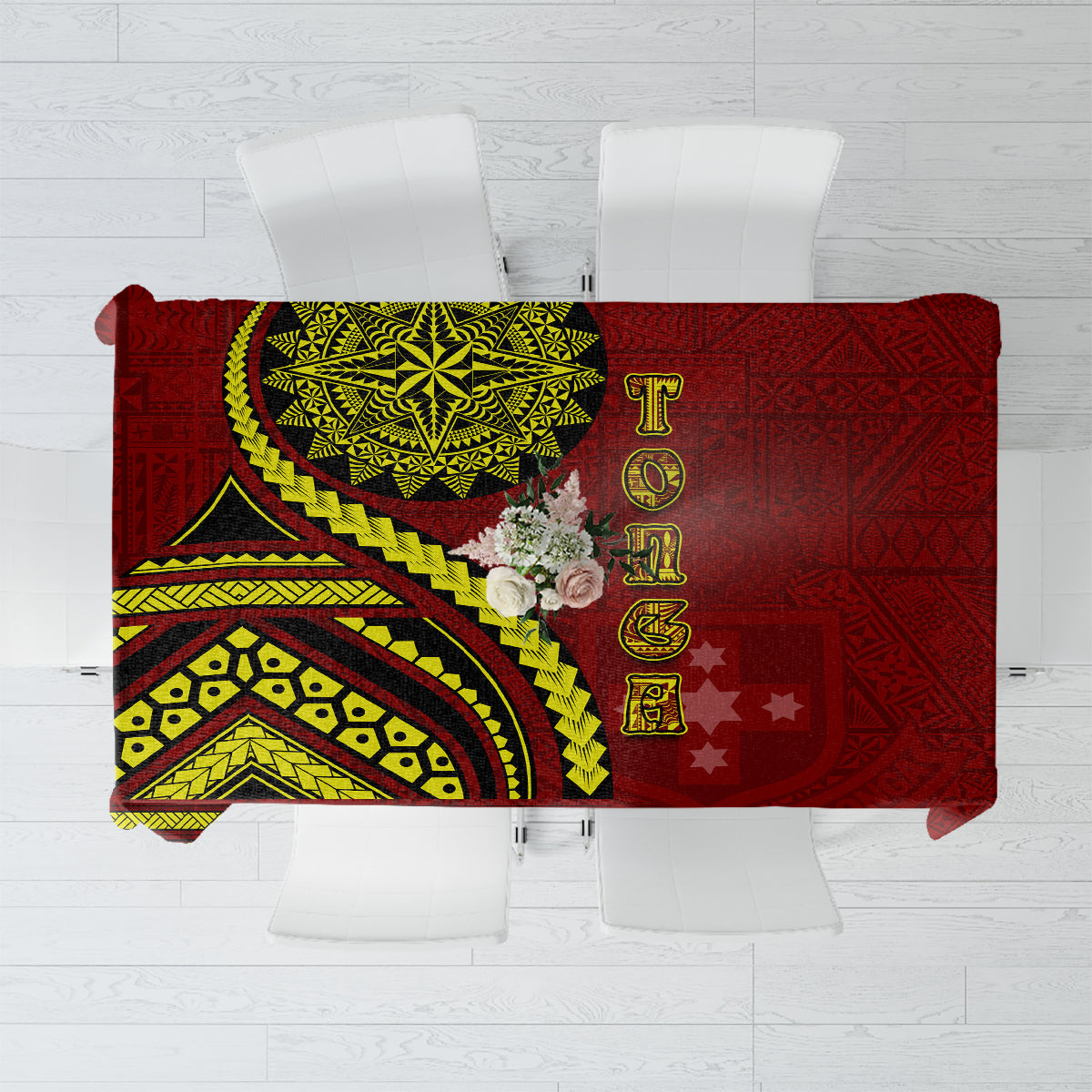 Kolisi Tonga Atele Tablecloth Ngatu and Polynesian Pattern LT03 Red - Polynesian Pride