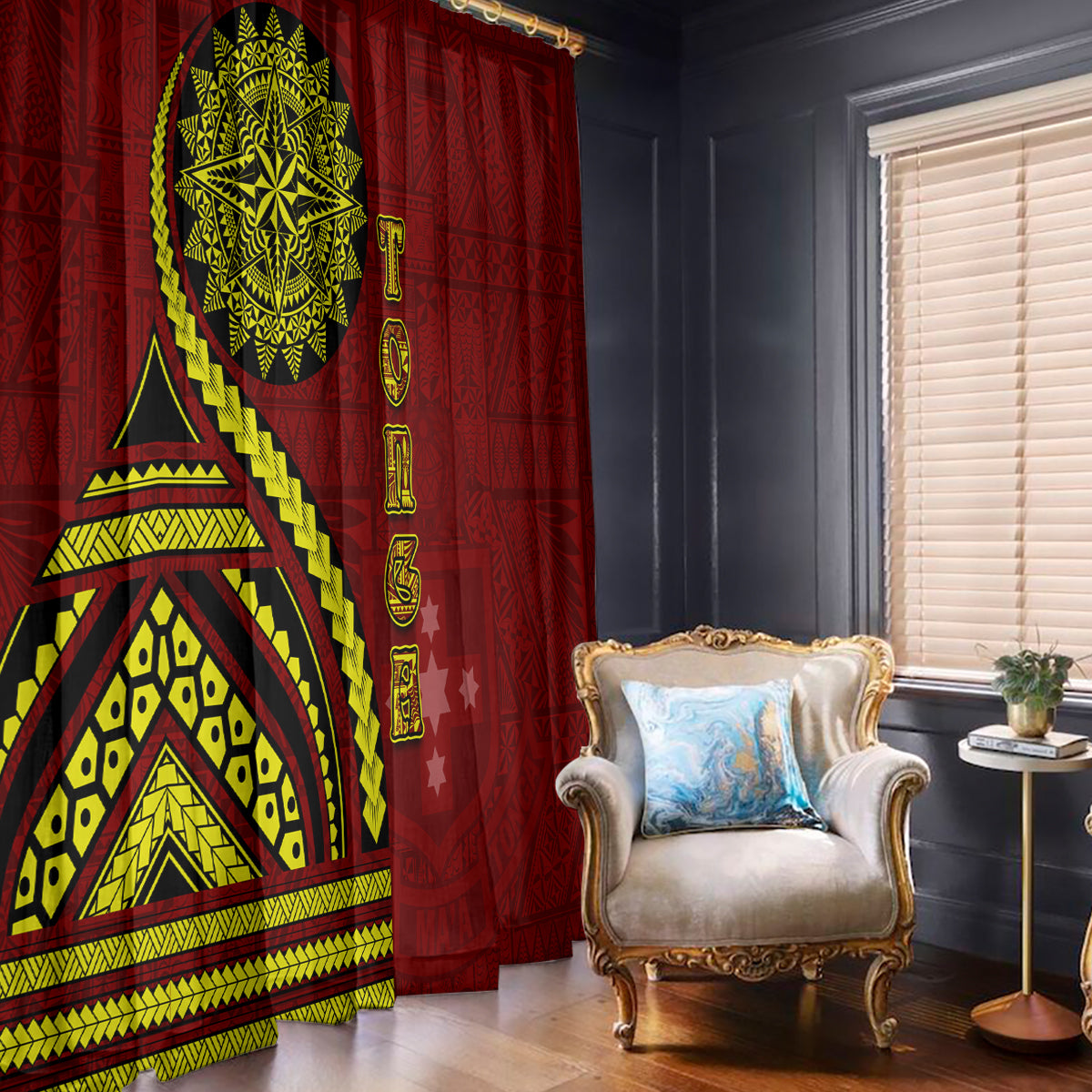 Kolisi Tonga Atele Window Curtain Ngatu and Polynesian Pattern LT03 - Polynesian Pride