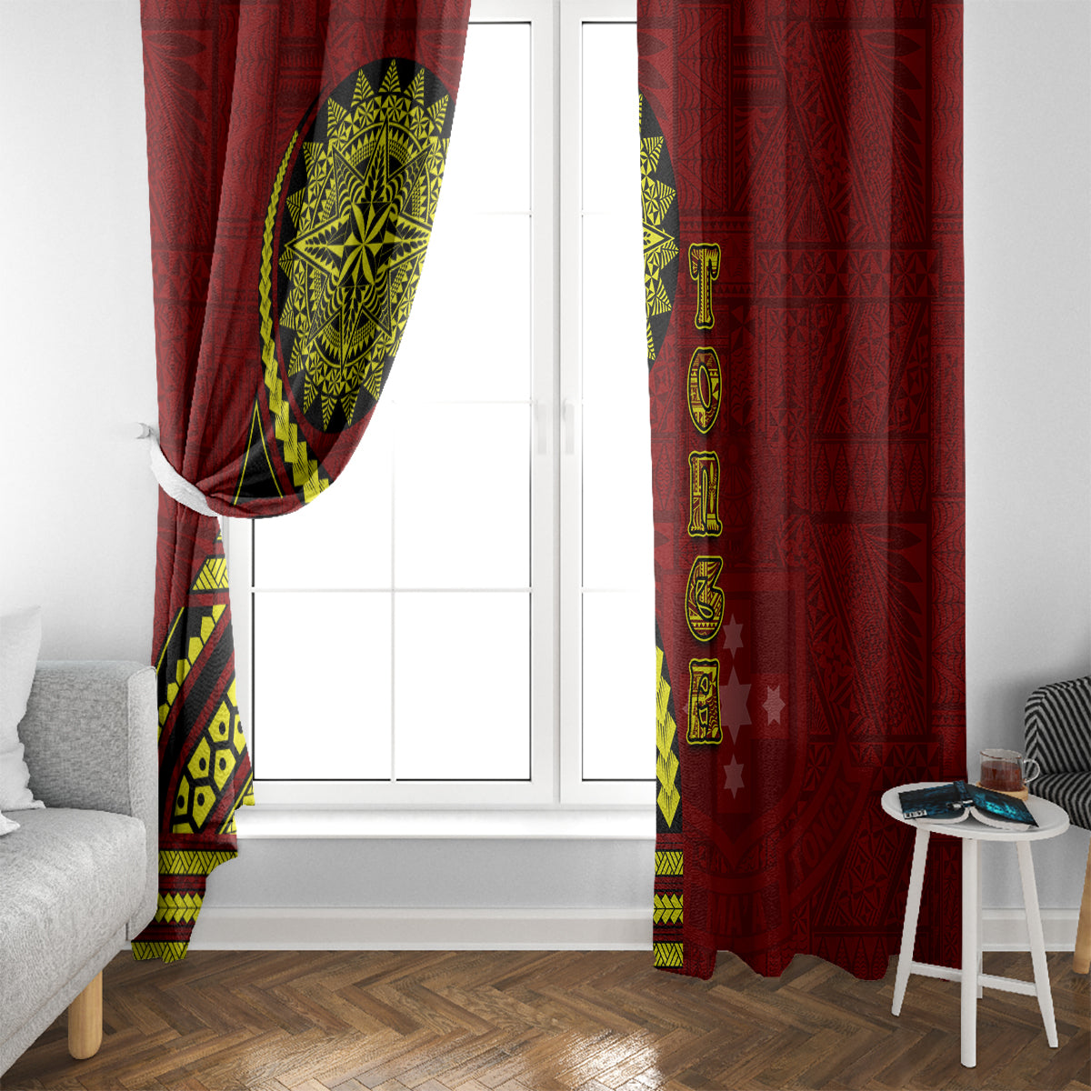 Kolisi Tonga Atele Window Curtain Ngatu and Polynesian Pattern LT03 - Polynesian Pride