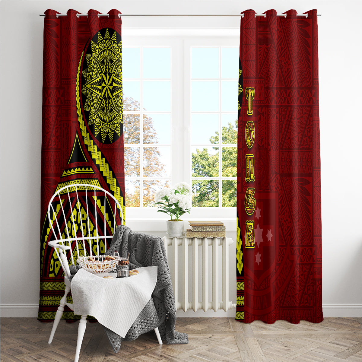 Kolisi Tonga Atele Window Curtain Ngatu and Polynesian Pattern LT03 - Polynesian Pride