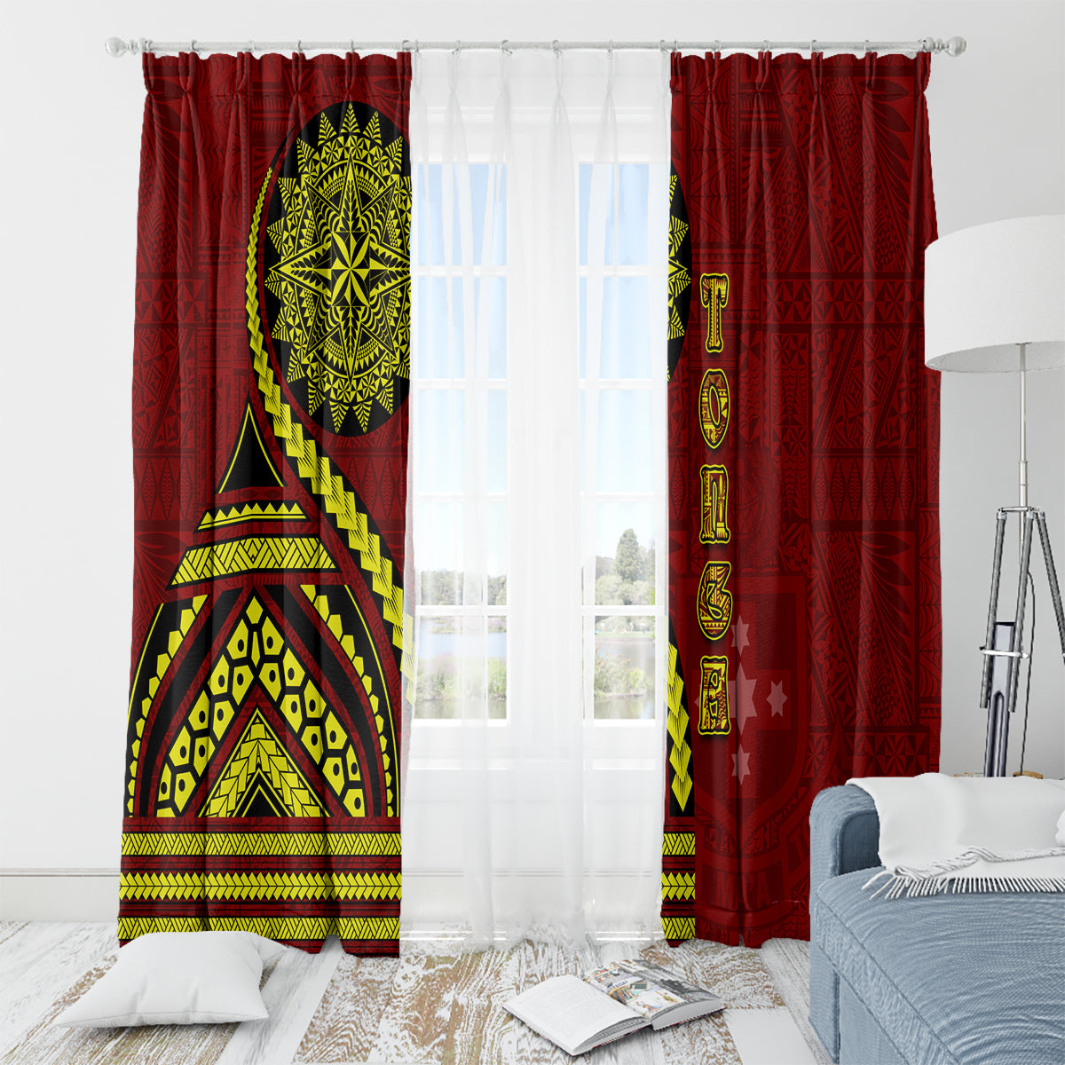 Kolisi Tonga Atele Window Curtain Ngatu and Polynesian Pattern LT03 - Polynesian Pride
