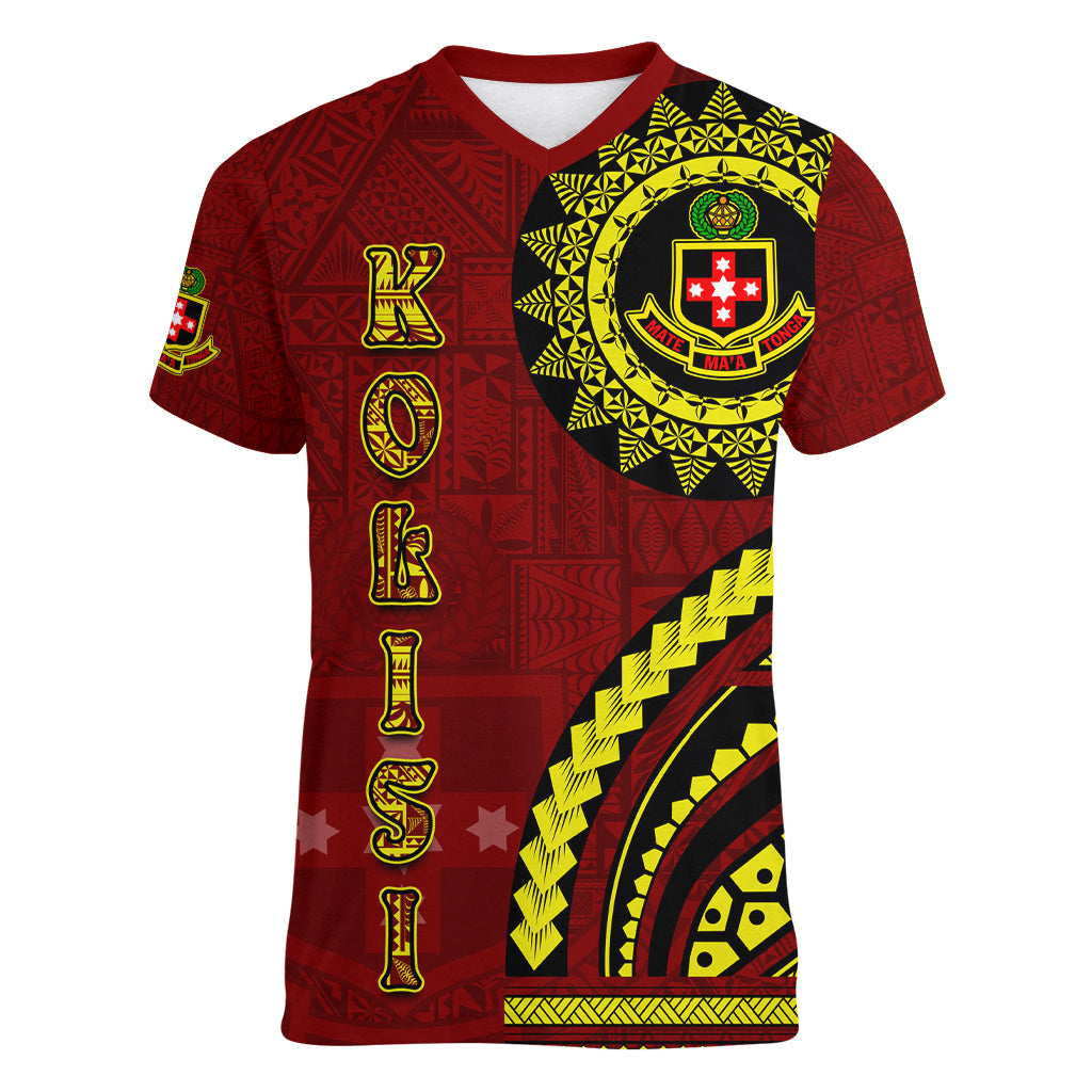 Kolisi Tonga Atele Women V-Neck T-Shirt Ngatu and Polynesian Pattern