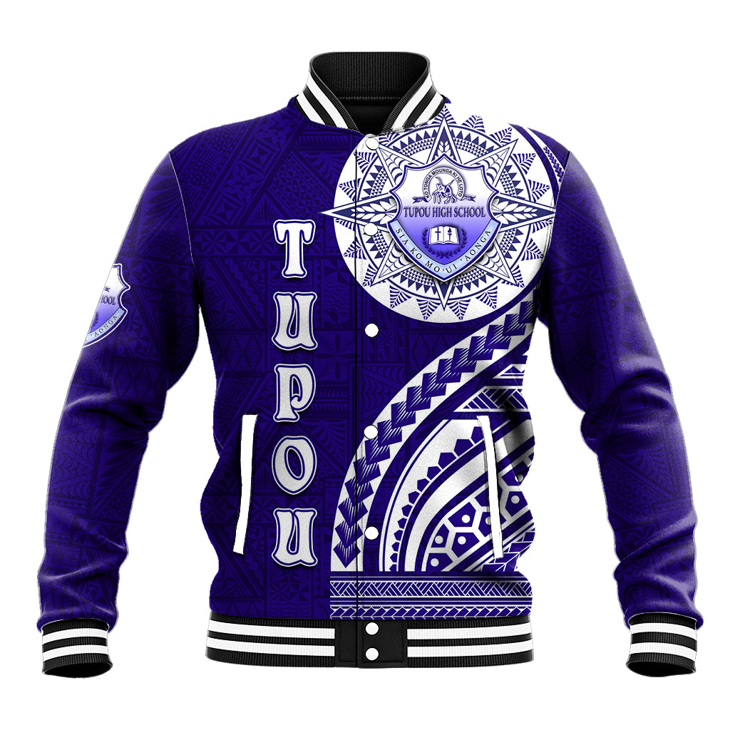 Tupou College Toloa Baseball Jacket Ngatu and Polynesian Pattern LT03 Unisex Blue - Polynesian Pride