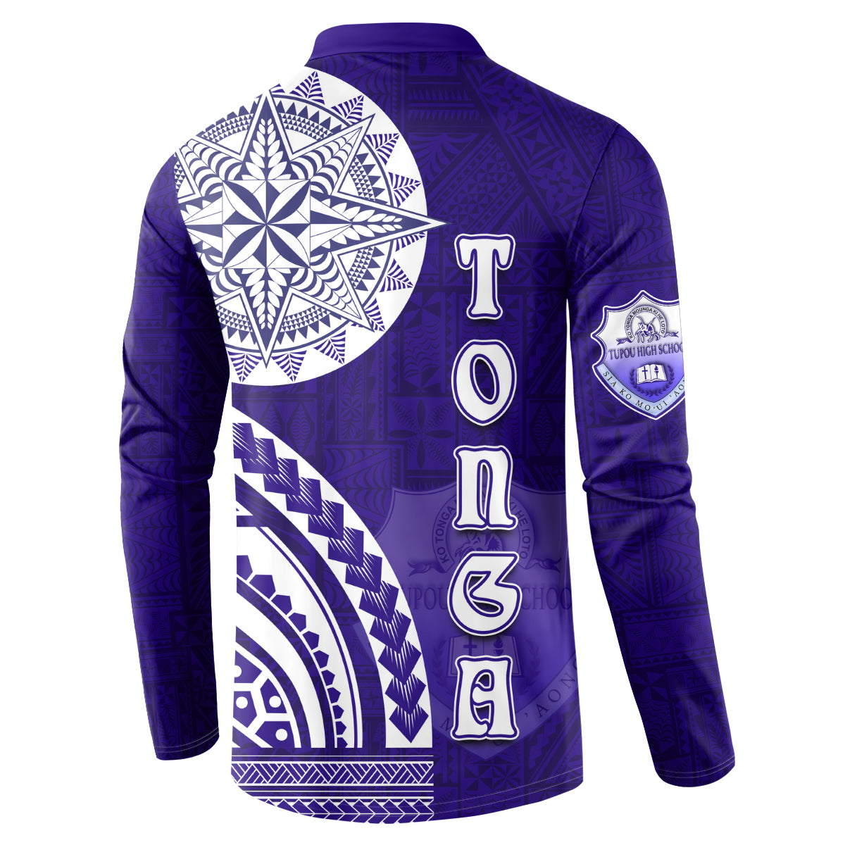 Tupou College Toloa Button Sweatshirt Ngatu and Polynesian Pattern LT03 - Polynesian Pride