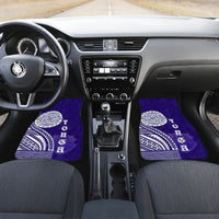 Tupou College Toloa Car Mats Ngatu and Polynesian Pattern LT03 Set 2pcs - Front Blue - Polynesian Pride
