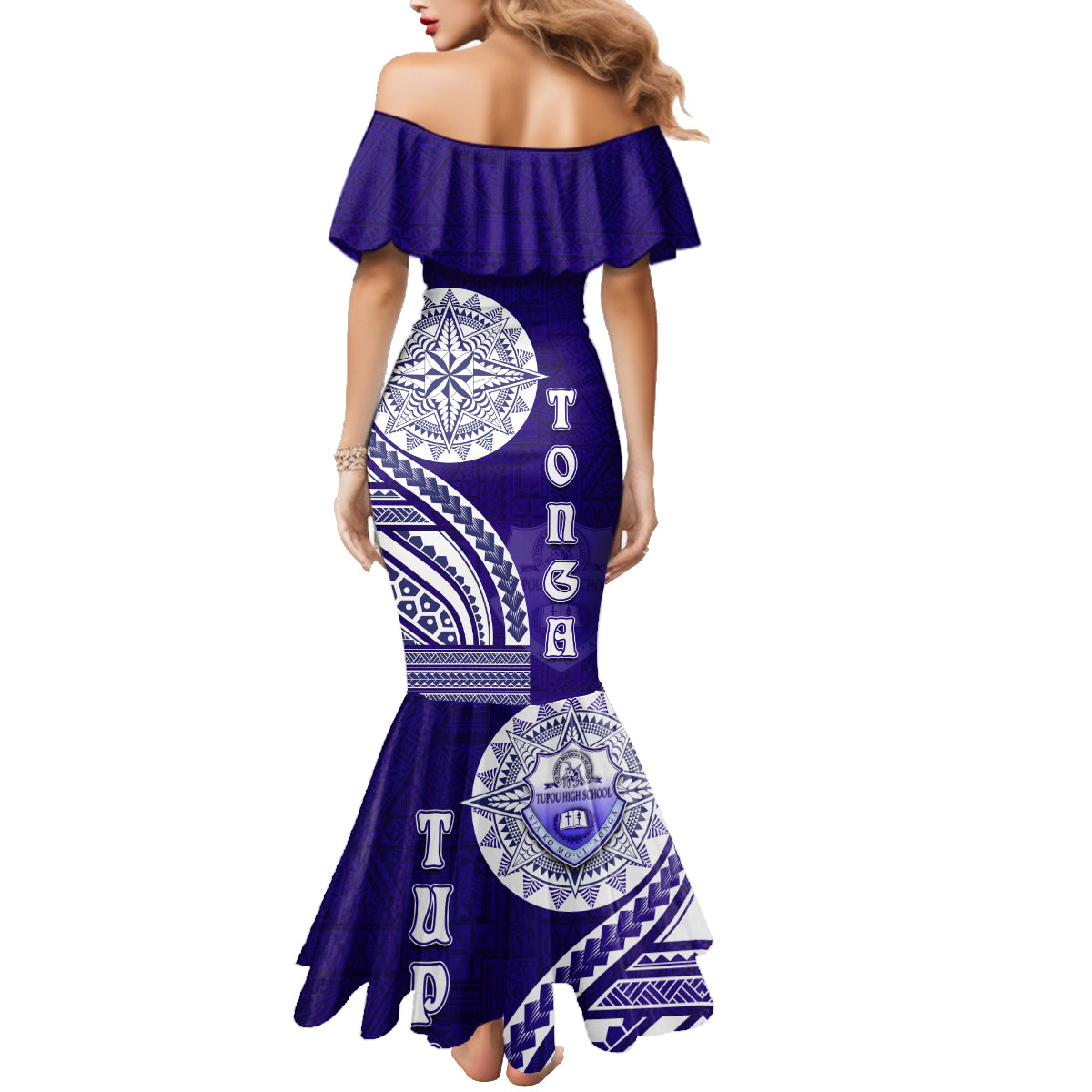Tupou College Toloa Family Matching Mermaid Dress and Hawaiian Shirt Ngatu and Polynesian Pattern