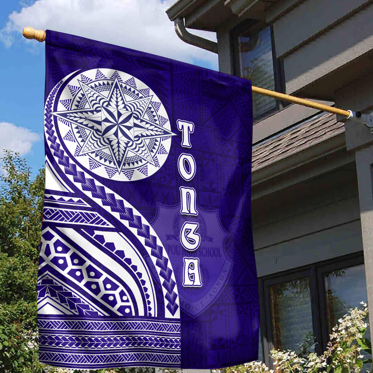 Tupou College Toloa Garden Flag Ngatu and Polynesian Pattern LT03 - Polynesian Pride