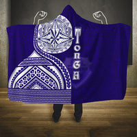 Tupou College Toloa Hooded Blanket Ngatu and Polynesian Pattern LT03 One Size Blue - Polynesian Pride
