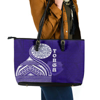 Tupou College Toloa Leather Tote Bag Ngatu and Polynesian Pattern LT03 - Polynesian Pride