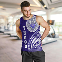 Tupou College Toloa Men Tank Top Ngatu and Polynesian Pattern LT03 Blue - Polynesian Pride