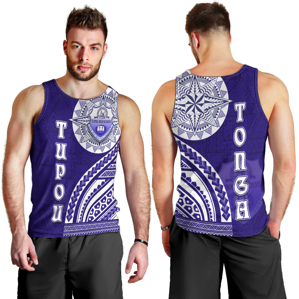 Tupou College Toloa Men Tank Top Ngatu and Polynesian Pattern LT03 - Polynesian Pride