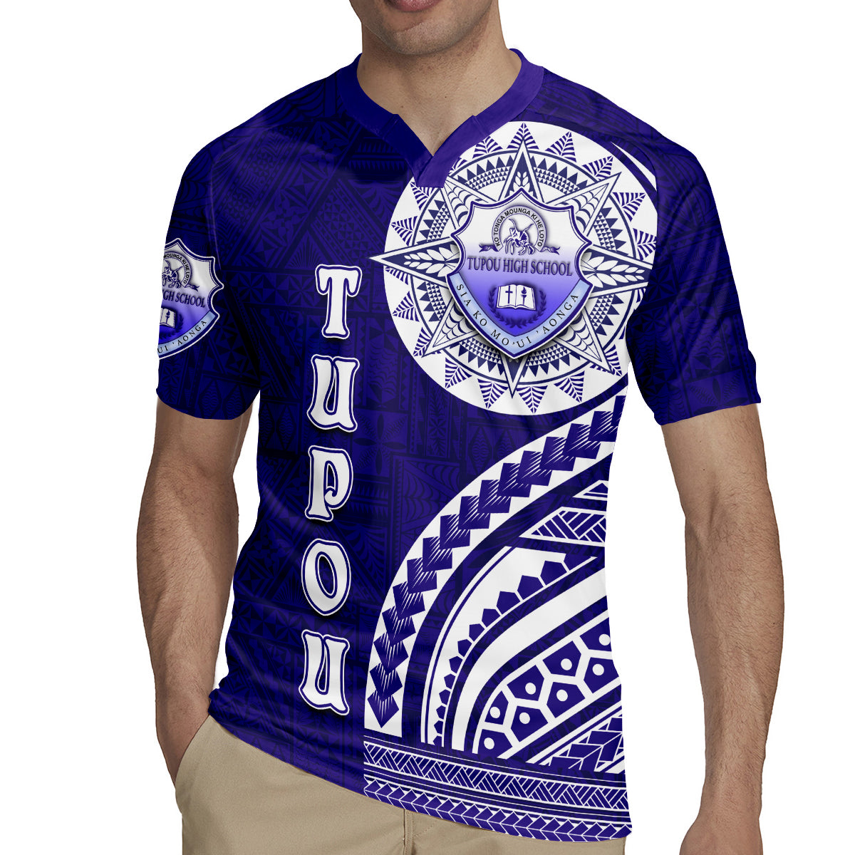 Tupou College Toloa Rugby Jersey Ngatu and Polynesian Pattern LT03 - Polynesian Pride