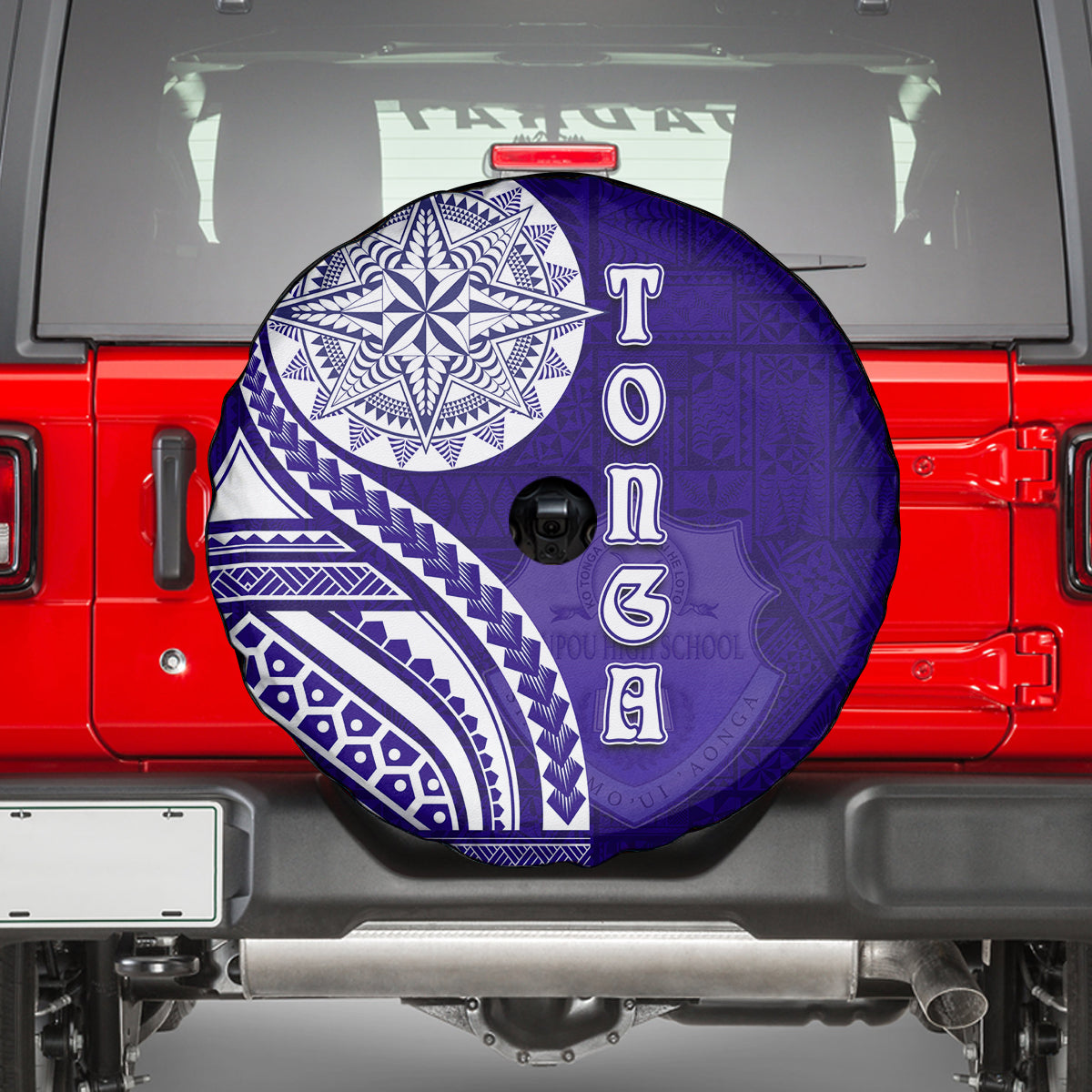 Tupou College Toloa Spare Tire Cover Ngatu and Polynesian Pattern LT03 - Polynesian Pride