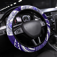 Tupou College Toloa Steering Wheel Cover Ngatu and Polynesian Pattern LT03 Universal Fit Blue - Polynesian Pride