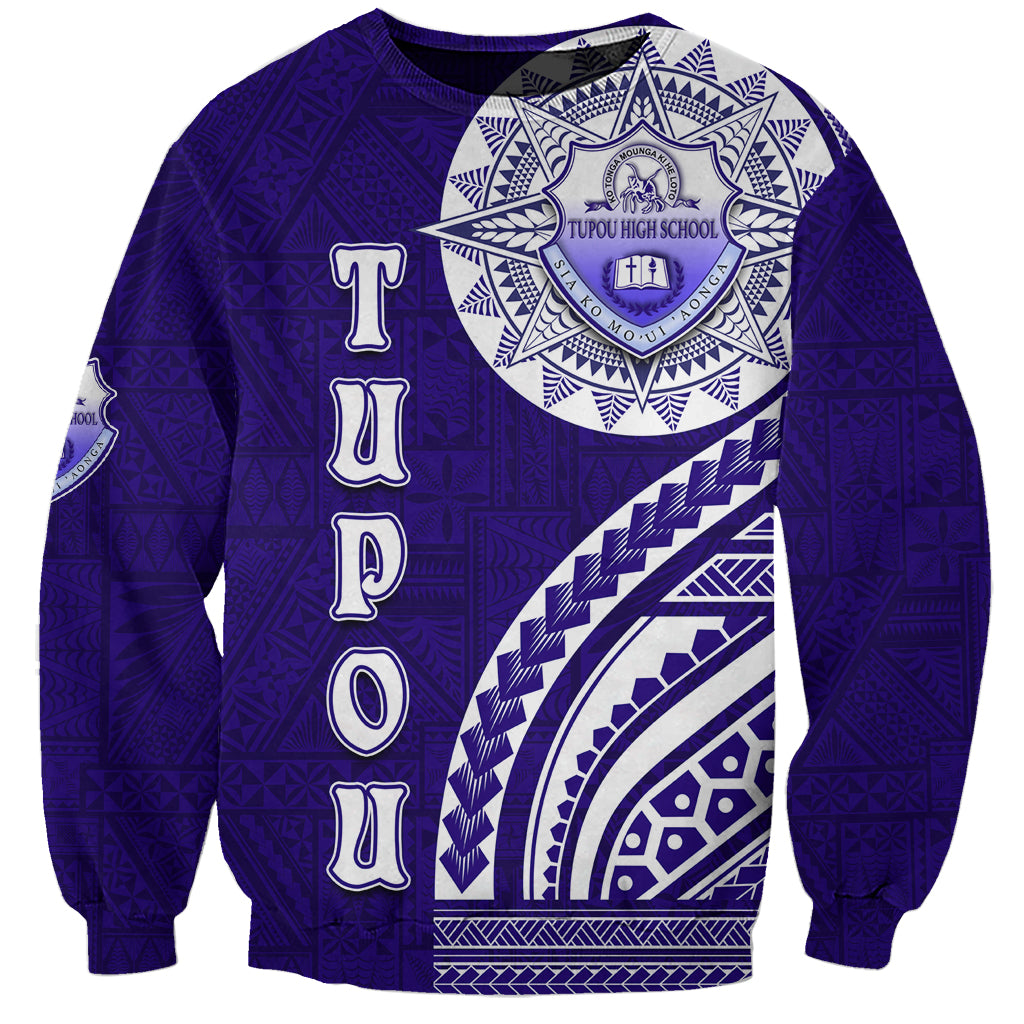 Tupou College Toloa Sweatshirt Ngatu and Polynesian Pattern LT03 Unisex Blue - Polynesian Pride