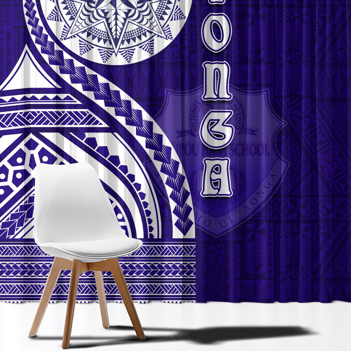 Tupou College Toloa Window Curtain Ngatu and Polynesian Pattern LT03 - Polynesian Pride