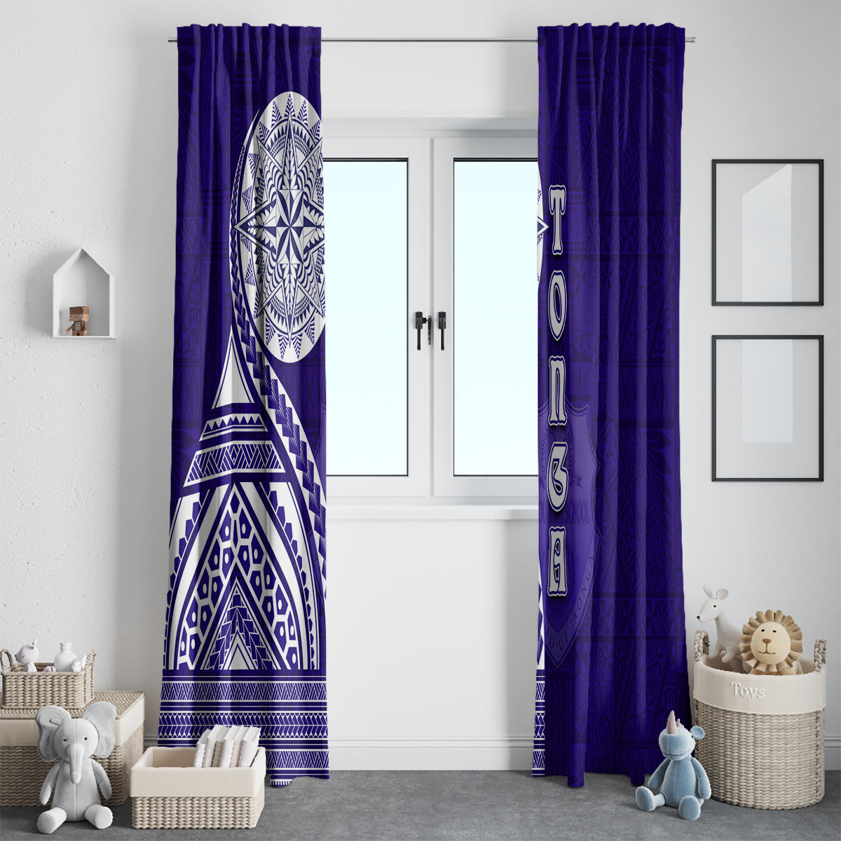 Tupou College Toloa Window Curtain Ngatu and Polynesian Pattern LT03 - Polynesian Pride