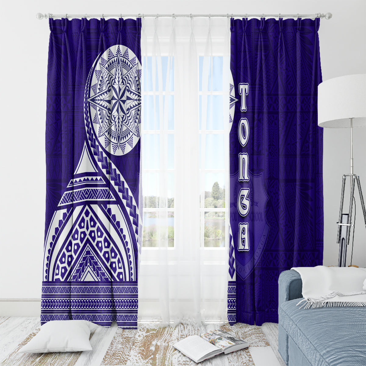 Tupou College Toloa Window Curtain Ngatu and Polynesian Pattern LT03 - Polynesian Pride