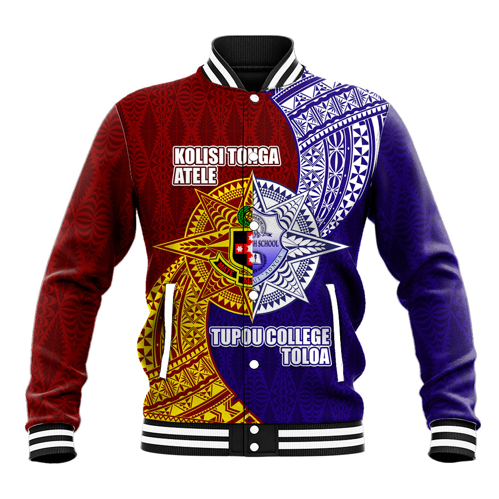 Kolisi Tonga Atele and Tupou College Toloa Baseball Jacket Ngatu and Polynesian Spiral Pattern