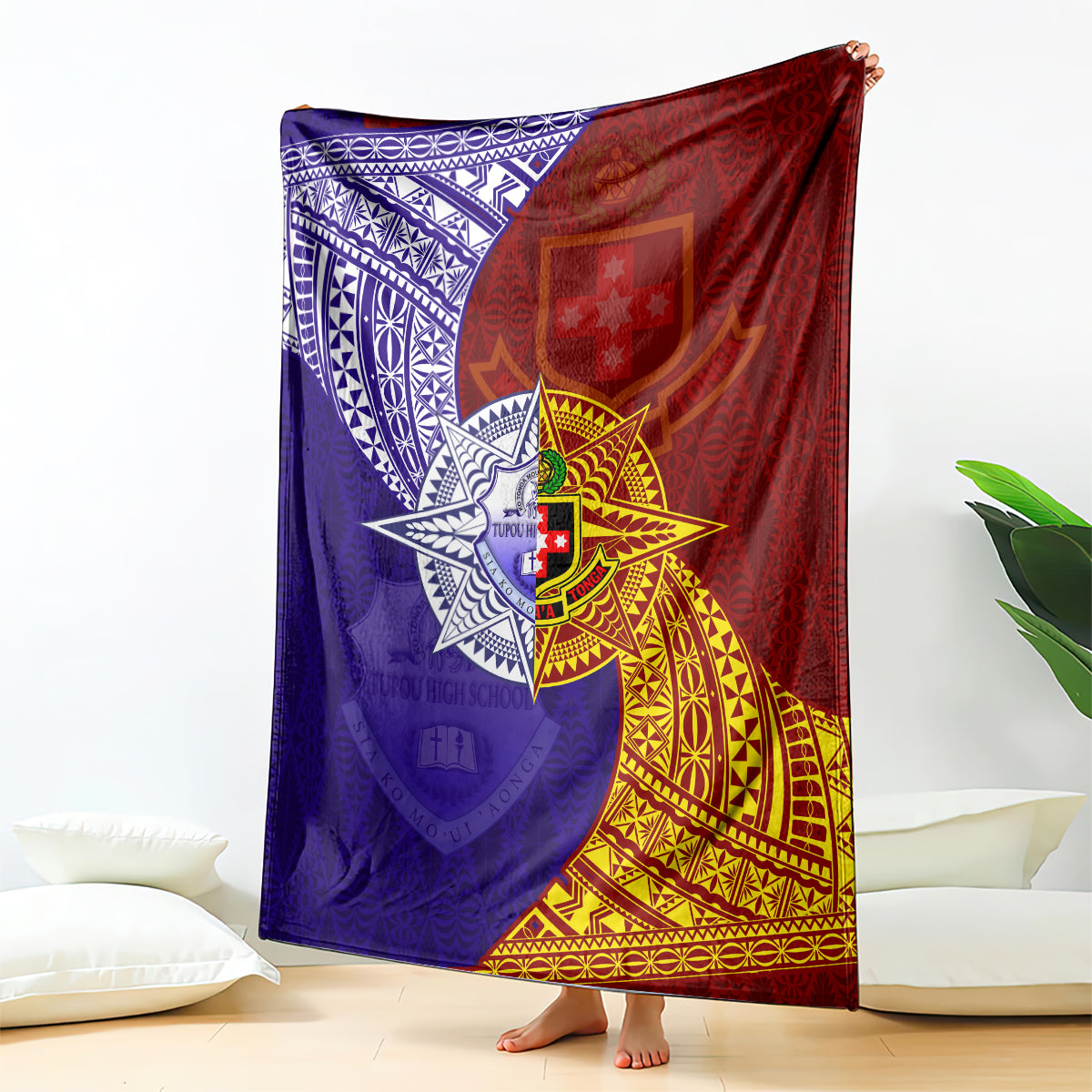 Kolisi Tonga Atele and Tupou College Toloa Blanket Ngatu and Polynesian Spiral Pattern LT03 - Polynesian Pride