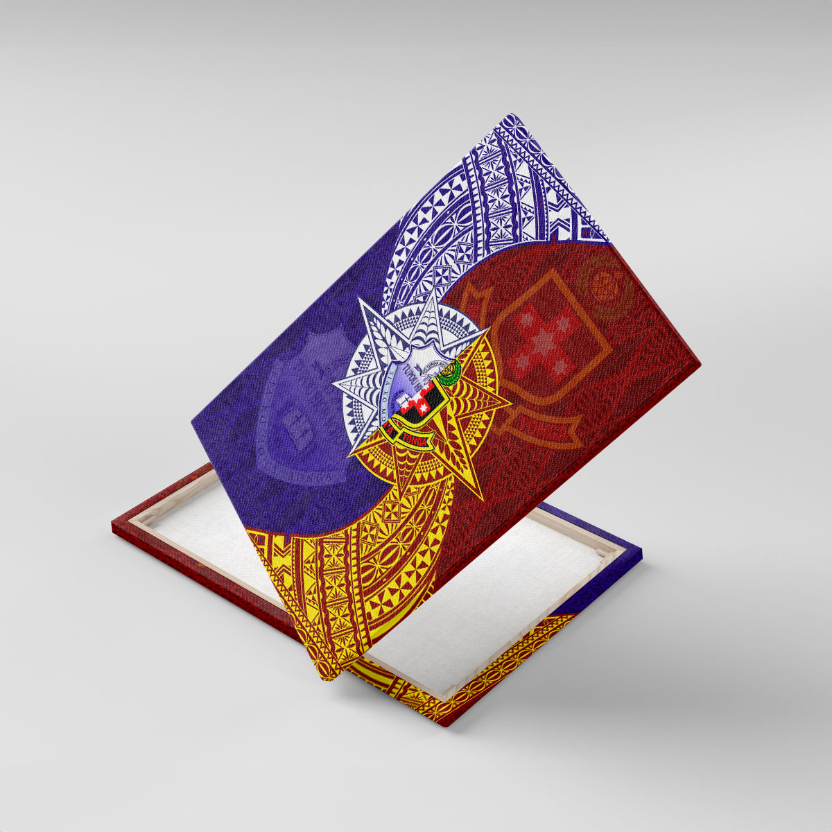 Kolisi Tonga Atele and Tupou College Toloa Canvas Wall Art Ngatu and Polynesian Spiral Pattern LT03 With Frame Red - Polynesian Pride