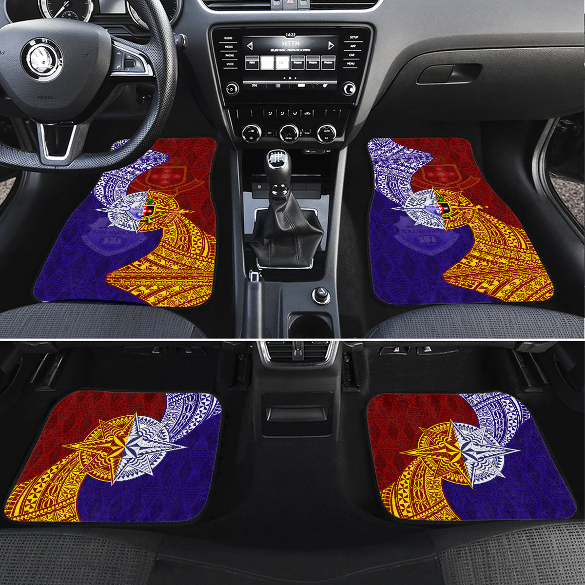 Kolisi Tonga Atele and Tupou College Toloa Car Mats Ngatu and Polynesian Spiral Pattern LT03 Set 4pcs Red - Polynesian Pride