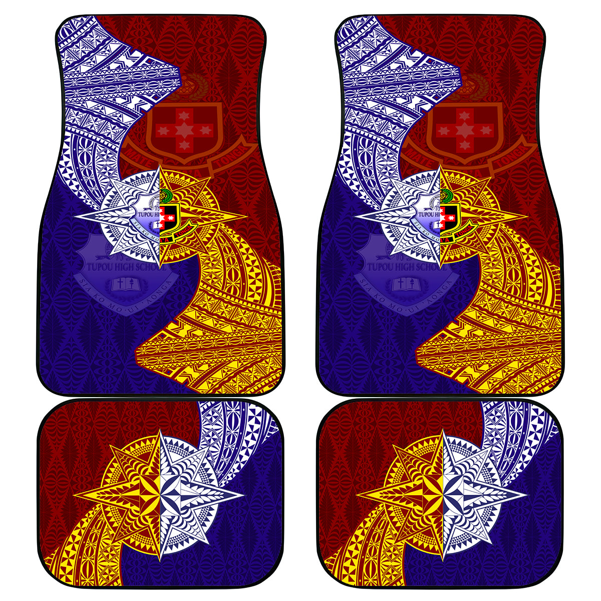 Kolisi Tonga Atele and Tupou College Toloa Car Mats Ngatu and Polynesian Spiral Pattern LT03 - Polynesian Pride