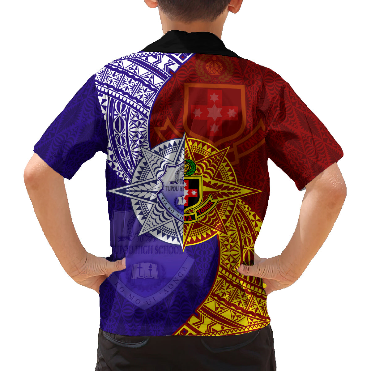 Kolisi Tonga Atele and Tupou College Toloa Family Matching Off Shoulder Maxi Dress and Hawaiian Shirt Ngatu and Polynesian Spiral Pattern