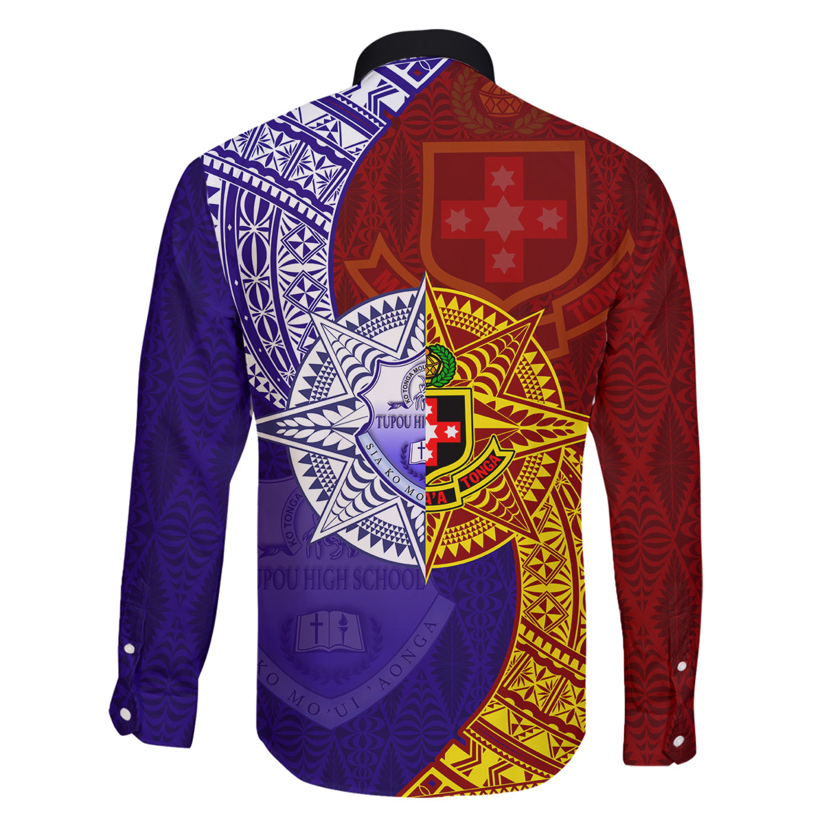 Kolisi Tonga Atele and Tupou College Toloa Family Matching Off Shoulder Short Dress and Hawaiian Shirt Ngatu and Polynesian Spiral Pattern