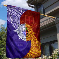 Kolisi Tonga Atele and Tupou College Toloa Garden Flag Ngatu and Polynesian Spiral Pattern LT03 - Polynesian Pride