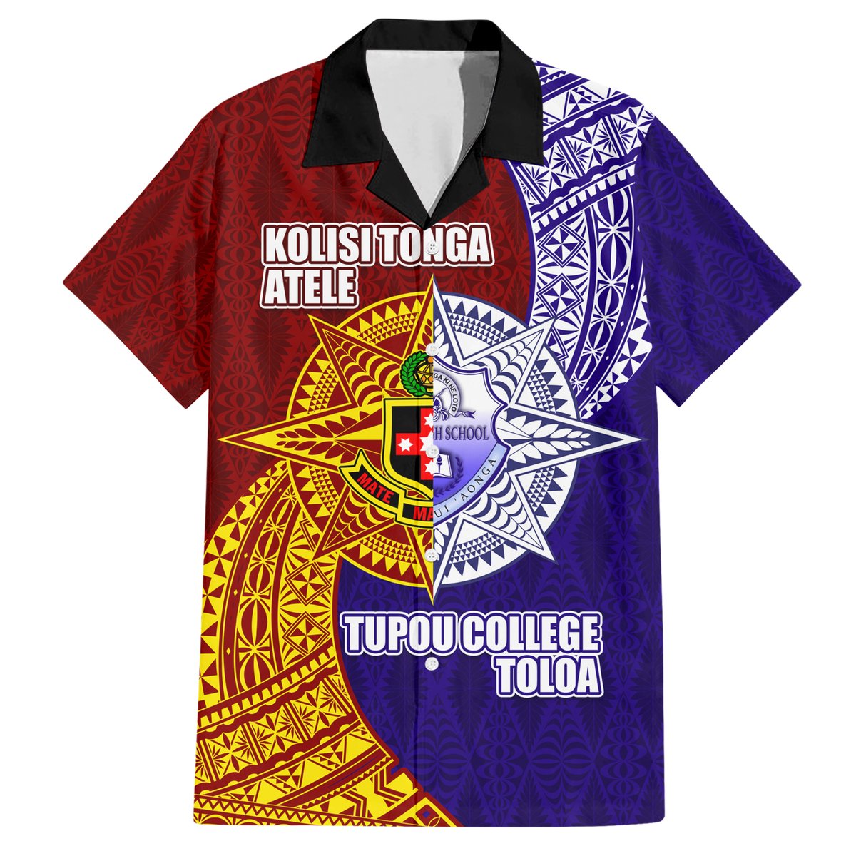 Kolisi Tonga Atele and Tupou College Toloa Hawaiian Shirt Ngatu and Polynesian Spiral Pattern LT03 Red - Polynesian Pride