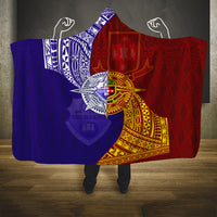 Kolisi Tonga Atele and Tupou College Toloa Hooded Blanket Ngatu and Polynesian Spiral Pattern LT03 One Size Red - Polynesian Pride
