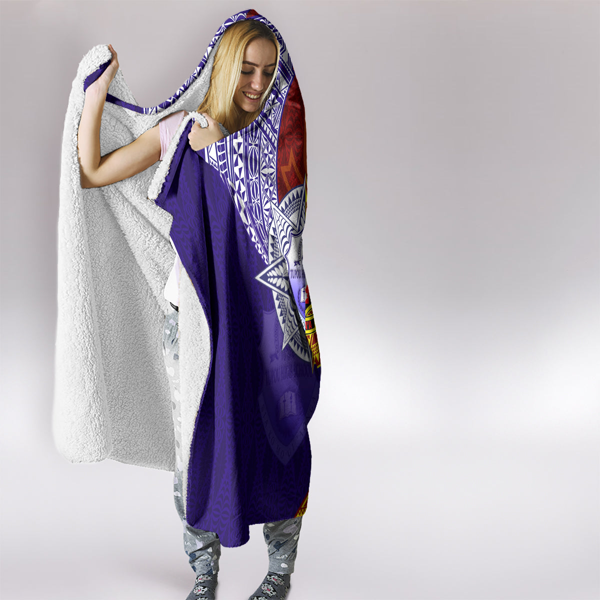 Kolisi Tonga Atele and Tupou College Toloa Hooded Blanket Ngatu and Polynesian Spiral Pattern LT03 - Polynesian Pride