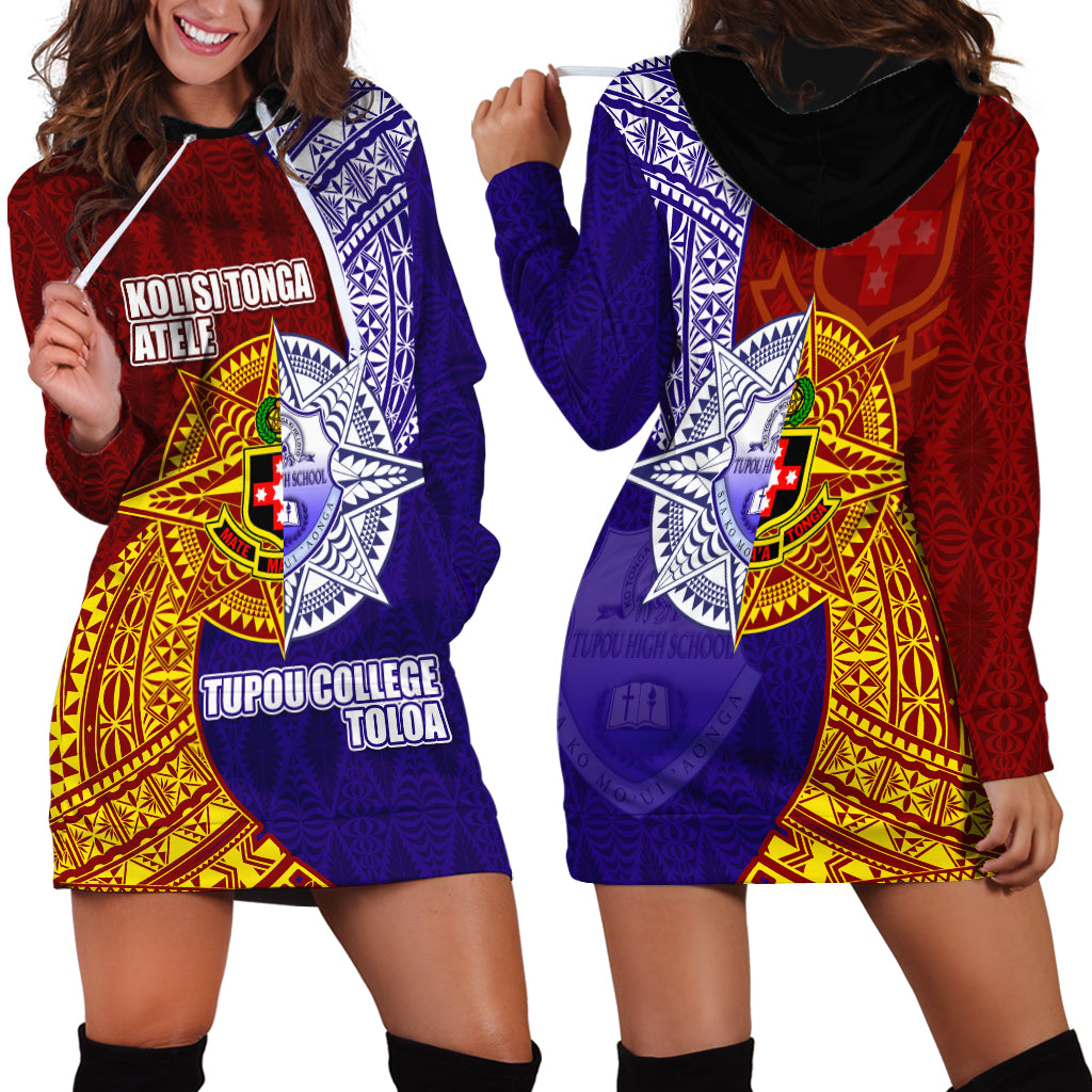Kolisi Tonga Atele and Tupou College Toloa Hoodie Dress Ngatu and Polynesian Spiral Pattern LT03 - Polynesian Pride