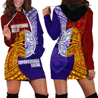Kolisi Tonga Atele and Tupou College Toloa Hoodie Dress Ngatu and Polynesian Spiral Pattern LT03 - Polynesian Pride