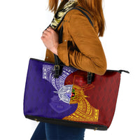 Kolisi Tonga Atele and Tupou College Toloa Leather Tote Bag Ngatu and Polynesian Spiral Pattern LT03 Red - Polynesian Pride