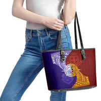 Kolisi Tonga Atele and Tupou College Toloa Leather Tote Bag Ngatu and Polynesian Spiral Pattern LT03 - Polynesian Pride