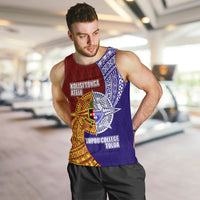 Kolisi Tonga Atele and Tupou College Toloa Men Tank Top Ngatu and Polynesian Spiral Pattern LT03 Red - Polynesian Pride